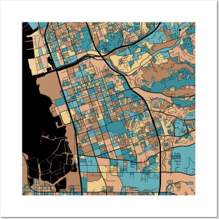 Chula Vista Map Pattern in Mid Century Pastel Posters and Art